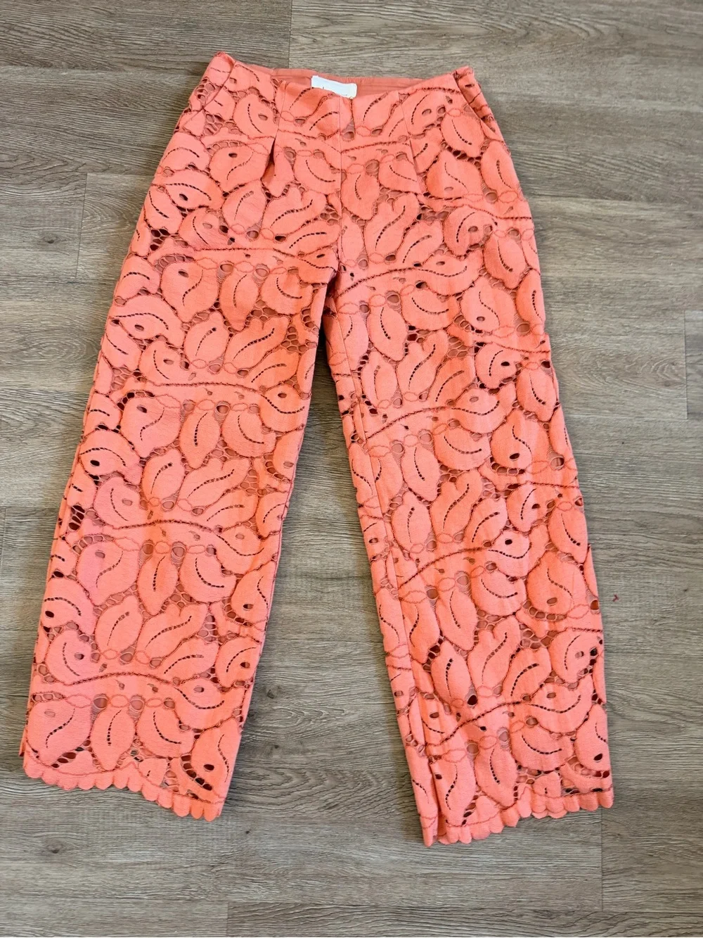 Anthropologie Coral Lace Wide-Leg Crop Pants 0212 - Picture 2 of 4